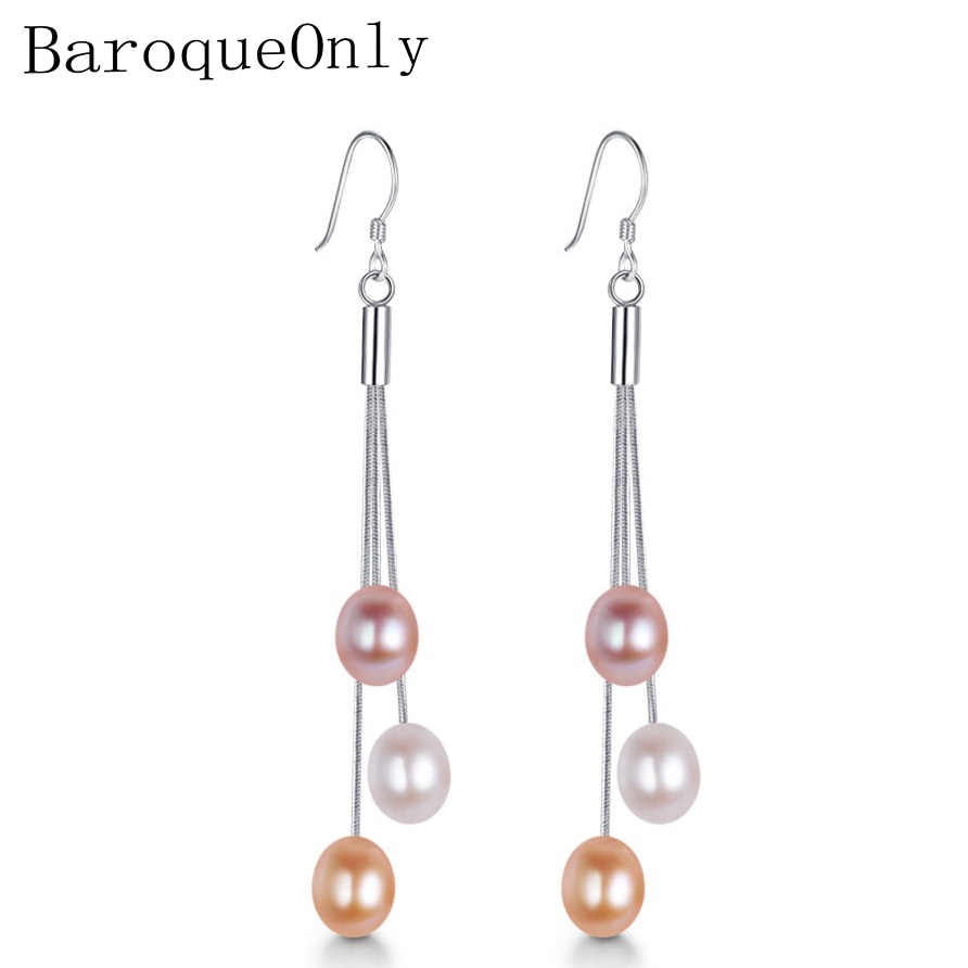 BaroqueOnly 8-9mm Natural freshwater pearl earrings ..